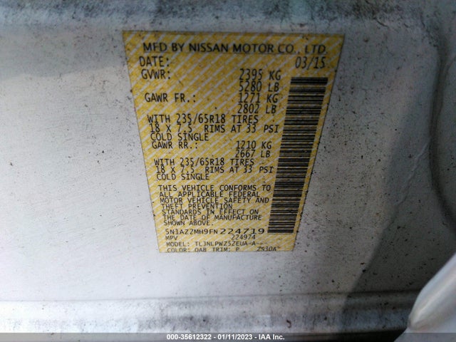 2015 Nissan Murano, VIN: 5N1AZ2MH9FN224719