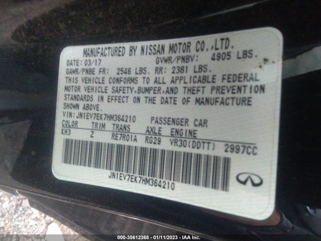 2017 Infiniti Q60, VIN: JN1EV7EK7HM364210