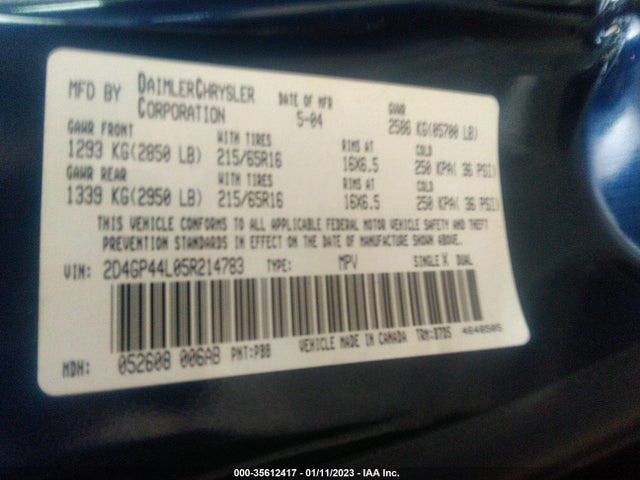 Dodge Grand Caravan Sxt 2005 2D4GP44L05R214783 Image 11