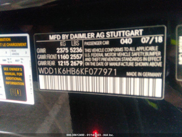 2019 Mercedes-Benz E-Class, VIN: WDD1K6HB6KF077971