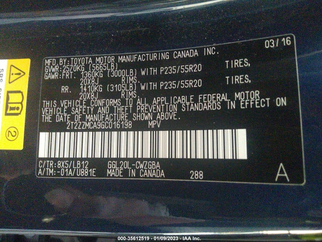Lexus RX 350 2016 2T2ZZMCA9GC016198 Image 9