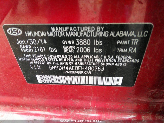 Aukcja sprzedaży 2014 Hyundai Elantra Se, vin: 5NPDH4AE8EH480763, numer aukcji: 35612571