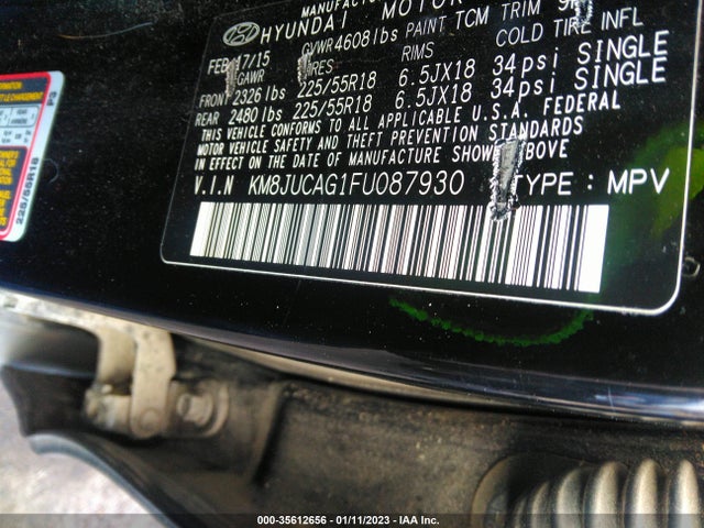 2015 Hyundai Tucson, VIN: KM8JUCAG1FU087930