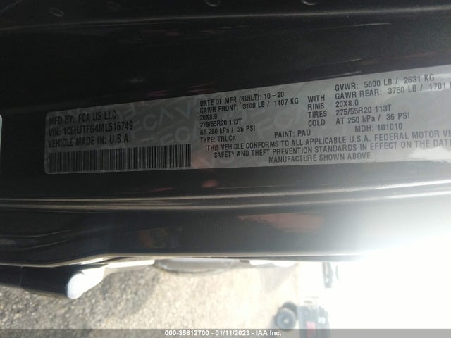 1C6HJTFG4ML516749 Jeep Gladiator High Altitude 4x4