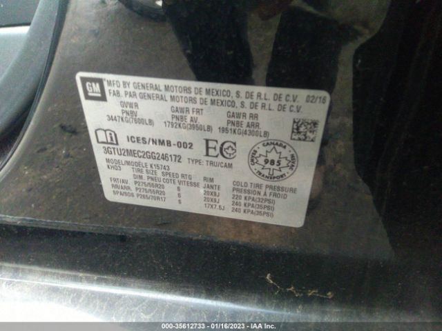 3GTU2MEC2GG246172 GMC Sierra 1500 Sle