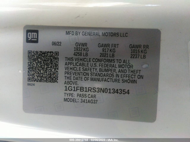 Chevrolet Camaro 1lt 2022 1G1FB1RS3N0134354 Image 9