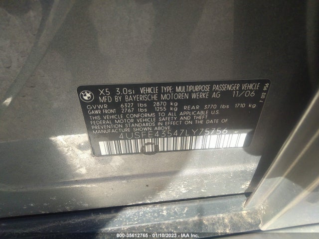 BMW X5 3.0SI 2007 4USFE43547LY75756 Image 10