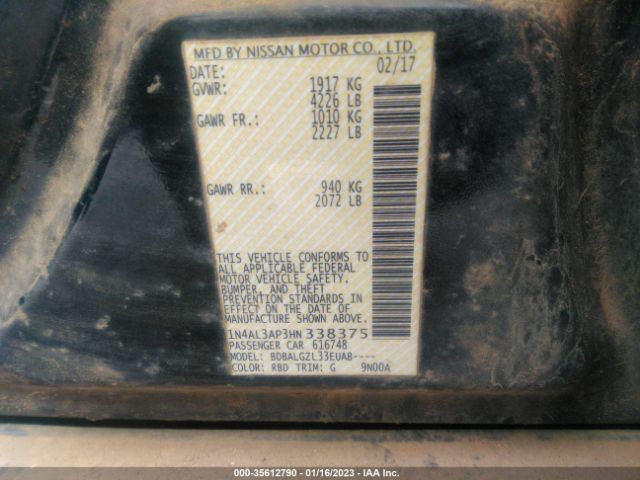 1N4AL3AP3HN338375 Nissan Altima 2.5 S
