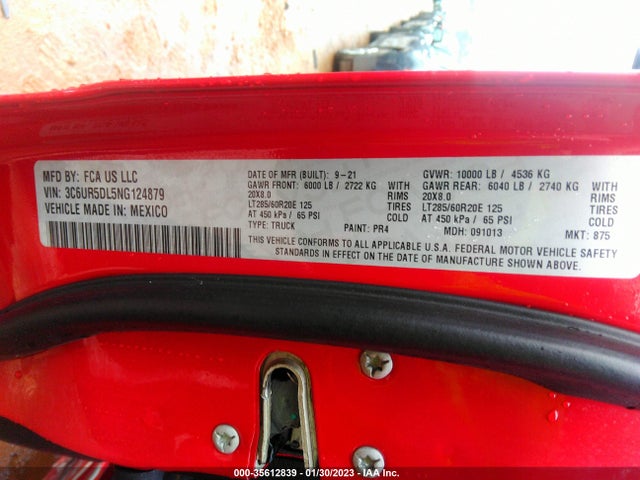 2022 Ram 2500, VIN: 3C6UR5DL5NG124879