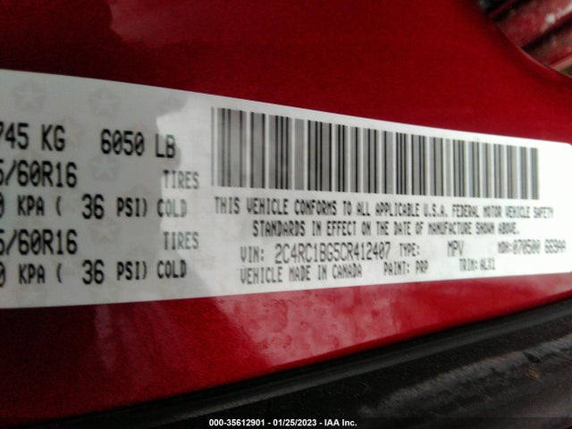 2C4RC1BG5CR412407 Chrysler Town & Country Touring