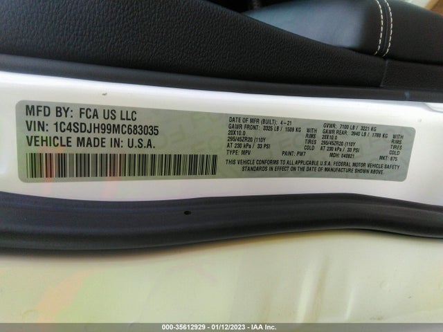 Dodge Durango Srt Hellcat 2021 1C4SDJH99MC683035 Image 10