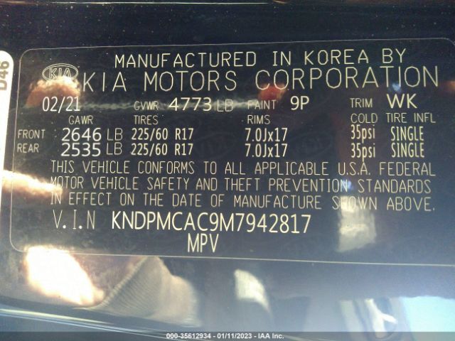 KNDPMCAC9M7942817 KIA Sportage Lx
