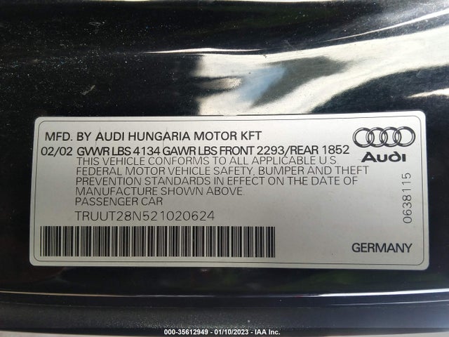 Audi TT 2002 TRUUT28N521020624 Image 10
