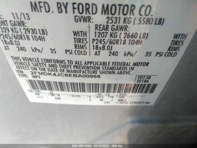 2LMDJ6JK2EBL00968 Lincoln MKX