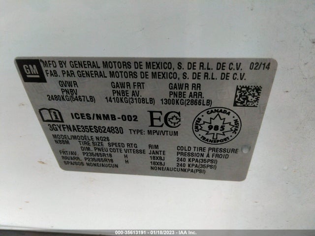 2014 Cadillac SRX, VIN: 3GYFNAE35ES624830