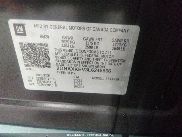 Chevrolet EQUINOX LT 2020 2GNAXKEV3L6246866 Image 9