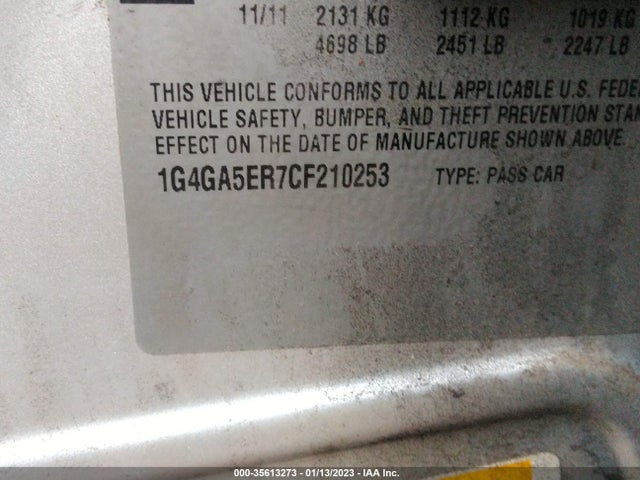 2012 BUICK LACROSSE BASE VIN: 1G4GA5ER7CF210253