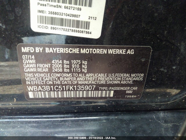 BMW 3 Series 320i 2015 WBA3B1C51FK135907 Image 11