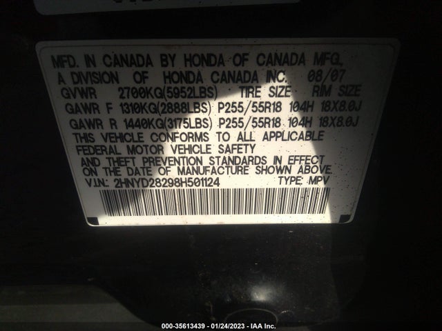 Acura MDX 2008 2HNYD28298H501124 Image 10
