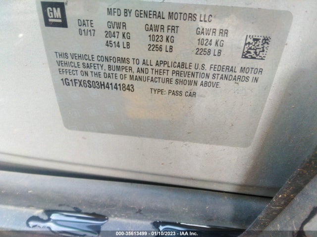 2017 Chevrolet Bolt EV, VIN: 1G1FX6S03H4141843