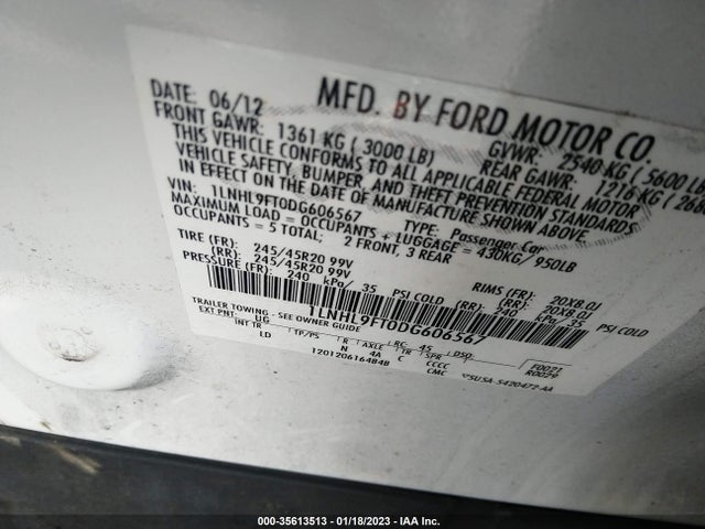 Lincoln Mks Ecoboost 2013 1LNHL9FT0DG606567 Image 10