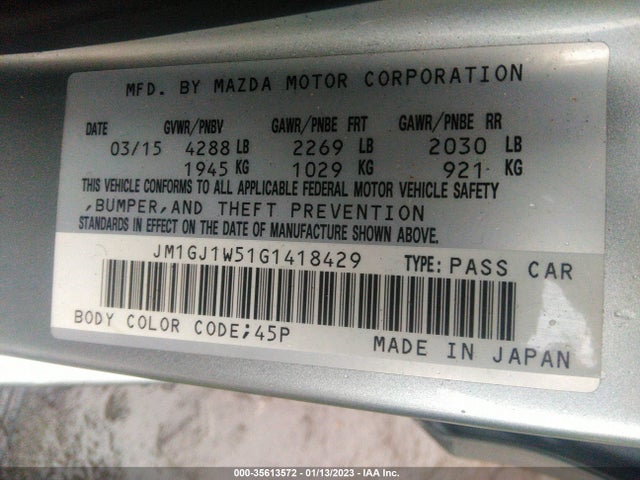 2016 Mazda 6, VIN: JM1GJ1W51G1418429