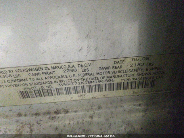 2008 VOLKSWAGEN JETTA SEDAN SE/SEL VIN: 3VWRZ71K18M196896