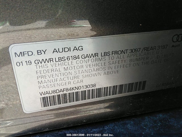 2019 Audi A8, VIN: WAU8DAF84KN013038