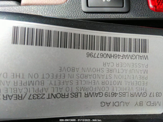 WAUGMAF46HN067796 Audi A4 Ultra Premium