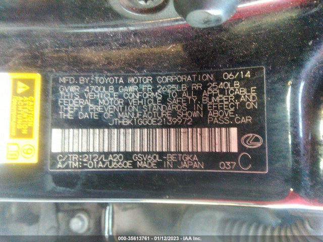 JTHBK1GG0E2139972 Lexus ES 350