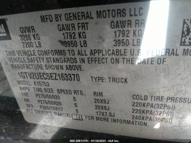 2014 GMC SIERRA 1500 SLE VIN: 1GTV2UEC5EZ163370