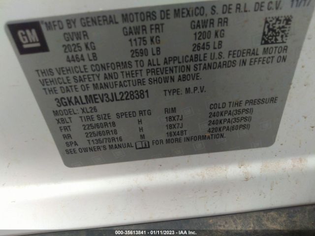 3GKALMEV3JL228381 GMC Terrain Sle
