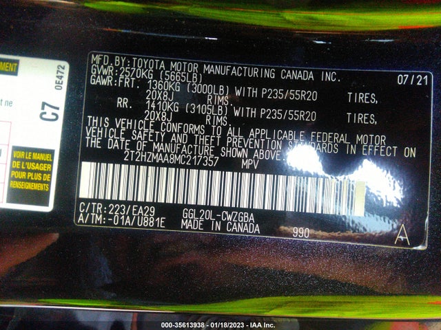 2021 Lexus RX, VIN: 2T2HZMAA8MC217357