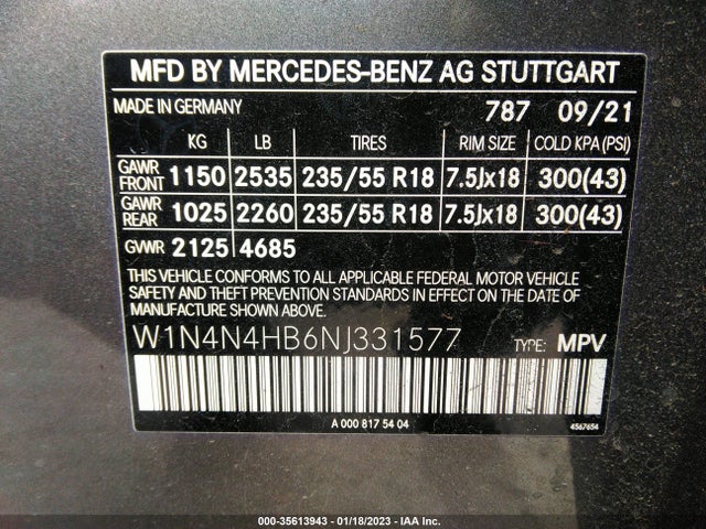 2022 Mercedes-Benz GLA-Class, VIN: W1N4N4HB6NJ331577