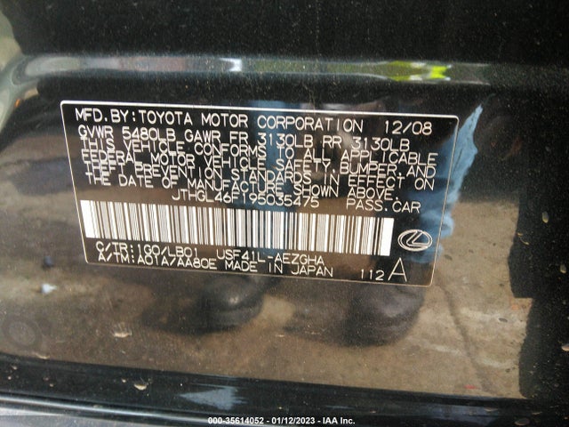 JTHGL46F195035475 Lexus Ls 460 Lwb