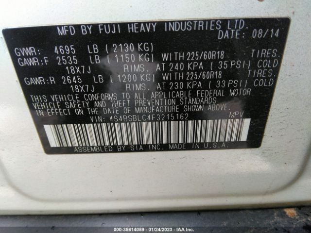 4S4BSBLC4F3215162 Subaru Outback 2.5i Limited