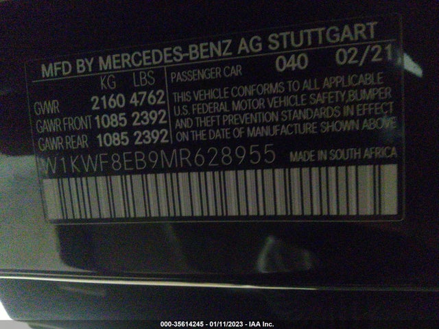 2021 Mercedes-Benz C-Class, VIN: W1KWF8EB9MR628955