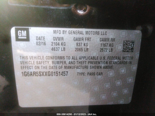 2016 Cadillac CTS, VIN: 1G6AR5SXXG0151457