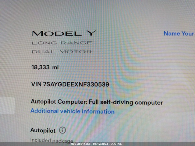 7SAYGDEEXNF330539 Tesla Model Y Long Range