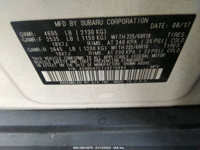 4S4BSATC7J3219869 Subaru Outback Touring