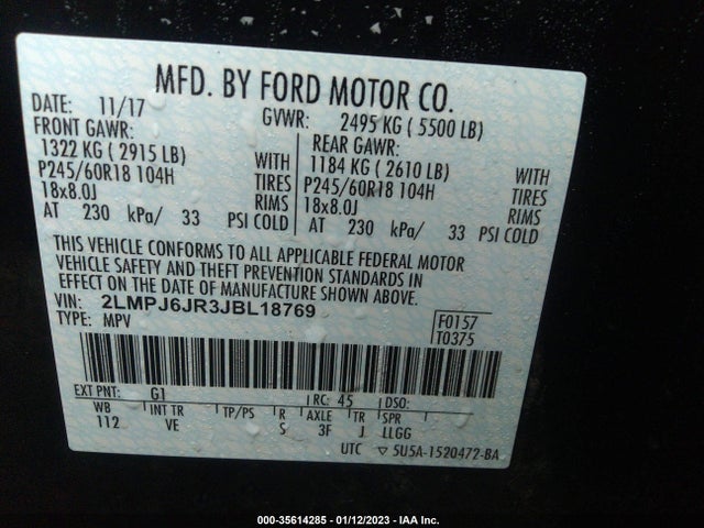 Lincoln MKX 2018 2LMPJ6JR3JBL18769 Image 14