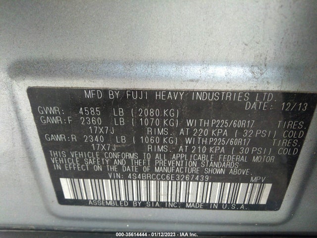 Subaru Outback 2.5i Premium 2014 4S4BRCCC6E3267439 Image 9