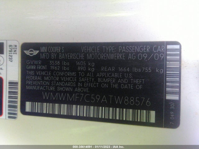 WMWMF7C59ATW88576 Mini Cooper Hardtop S