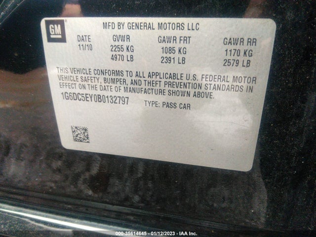 2011 CADILLAC CTS SEDAN VIN: 1G6DC5EY0B0132797