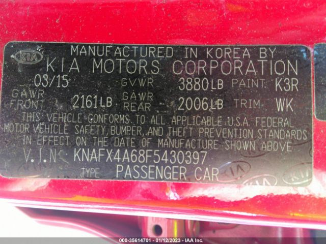 KNAFX4A68F5430397 KIA FORTE LX