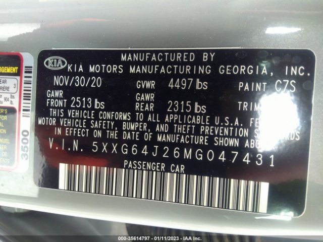 5XXG64J26MG047431 KIA K5 Gt-line