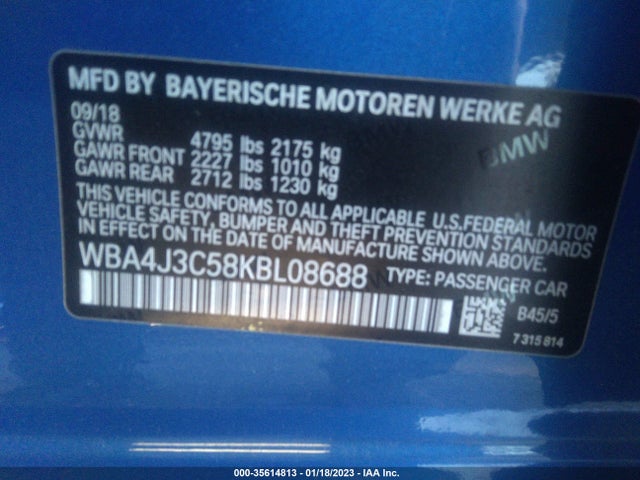 BMW 4 Series 430i Xdrive 2019 аукцион фото