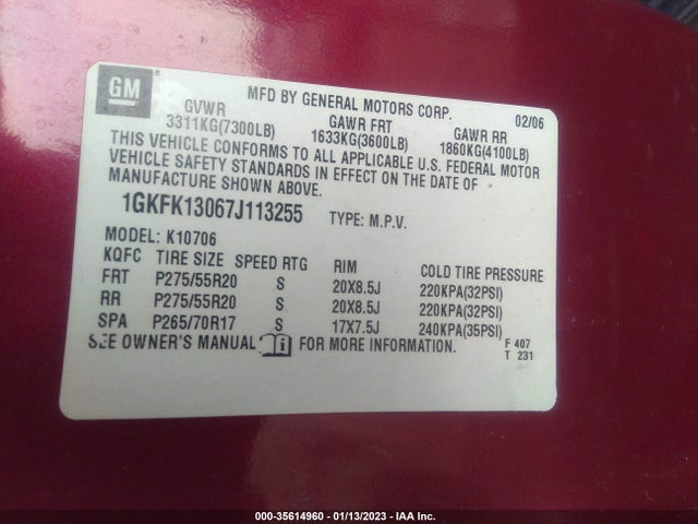 GMC YUKON SLT 2007 1GKFK13067J113255 Image 9