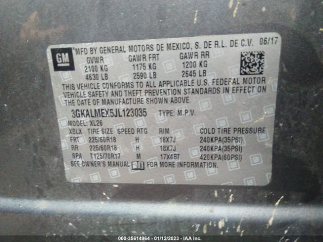 3GKALMEX5JL123035 GMC Terrain Sle