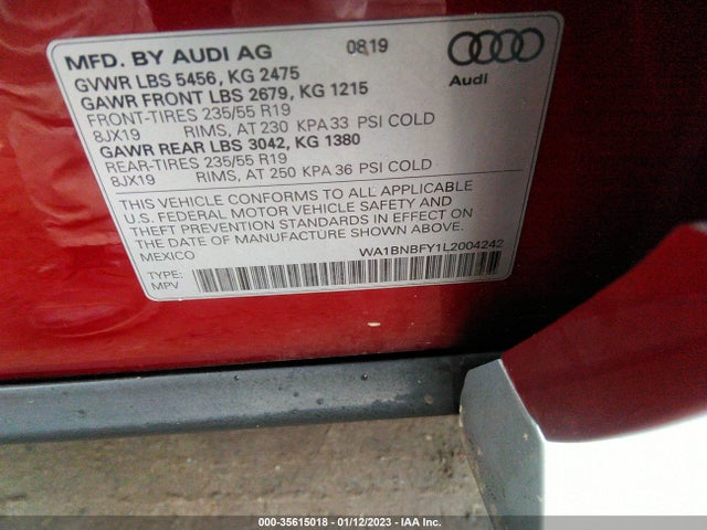 WA1BNBFY1L2004242 Audi Q5 Premium Plus